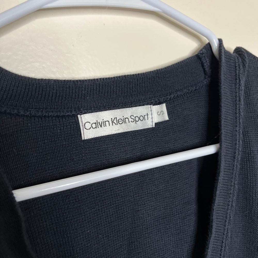 Calvin Klein Sport Mens Navy Blue Cotton V-Neck Button Cardigan Sweater‎ Small - Picture 2 of 6